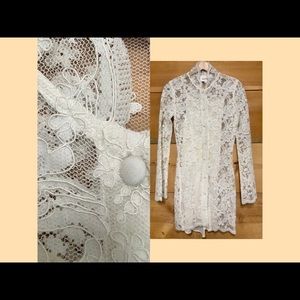 Free People Stone Cold Fox Morita sheer minidress high neck long sleeve bell